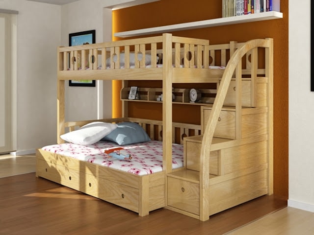 Mẫu giường tầng bằng gỗ cho trẻ em