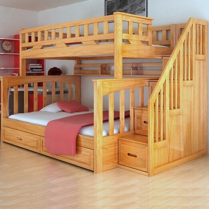 Giường tầng trẻ em gỗ sồi