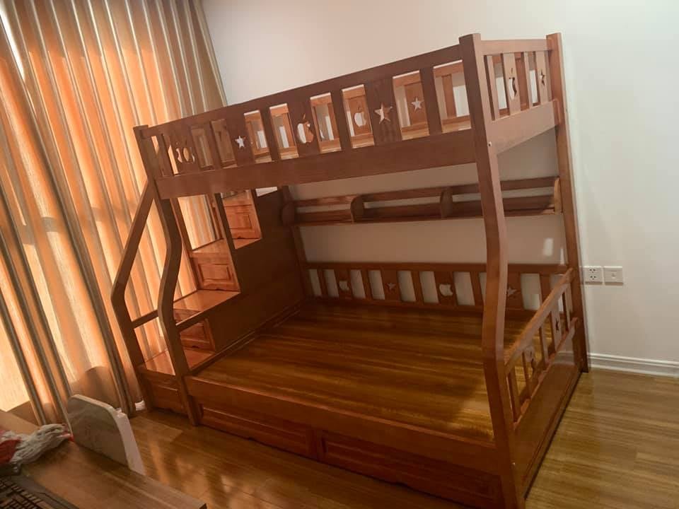 Mẫu giường tầng trẻ em bằng gỗ tự nhiên