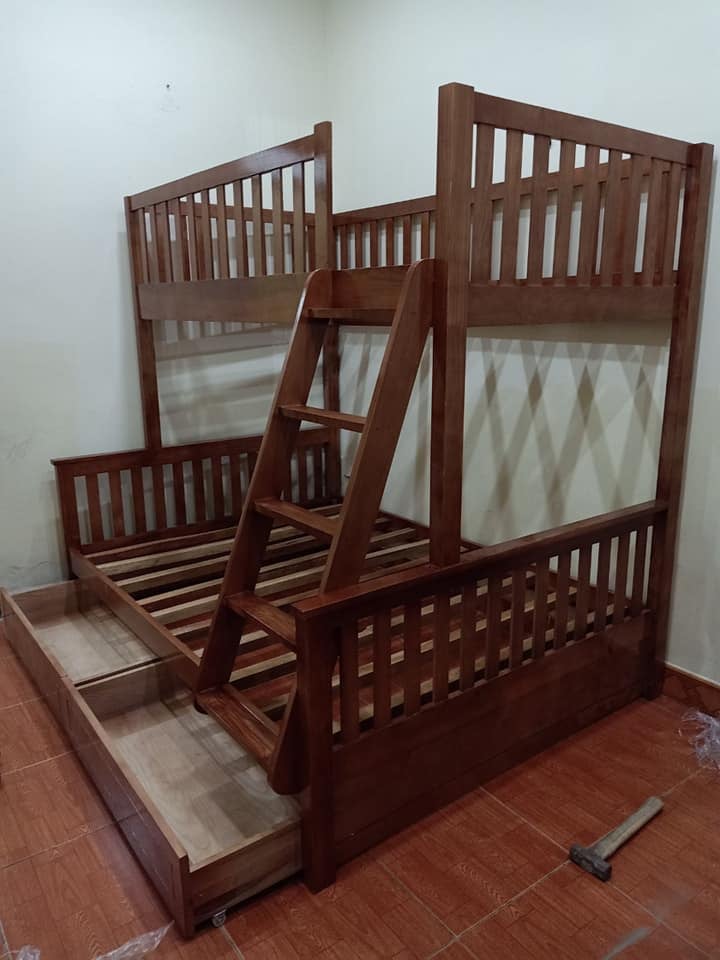 Mẫu giường tầng trẻ em gỗ mít