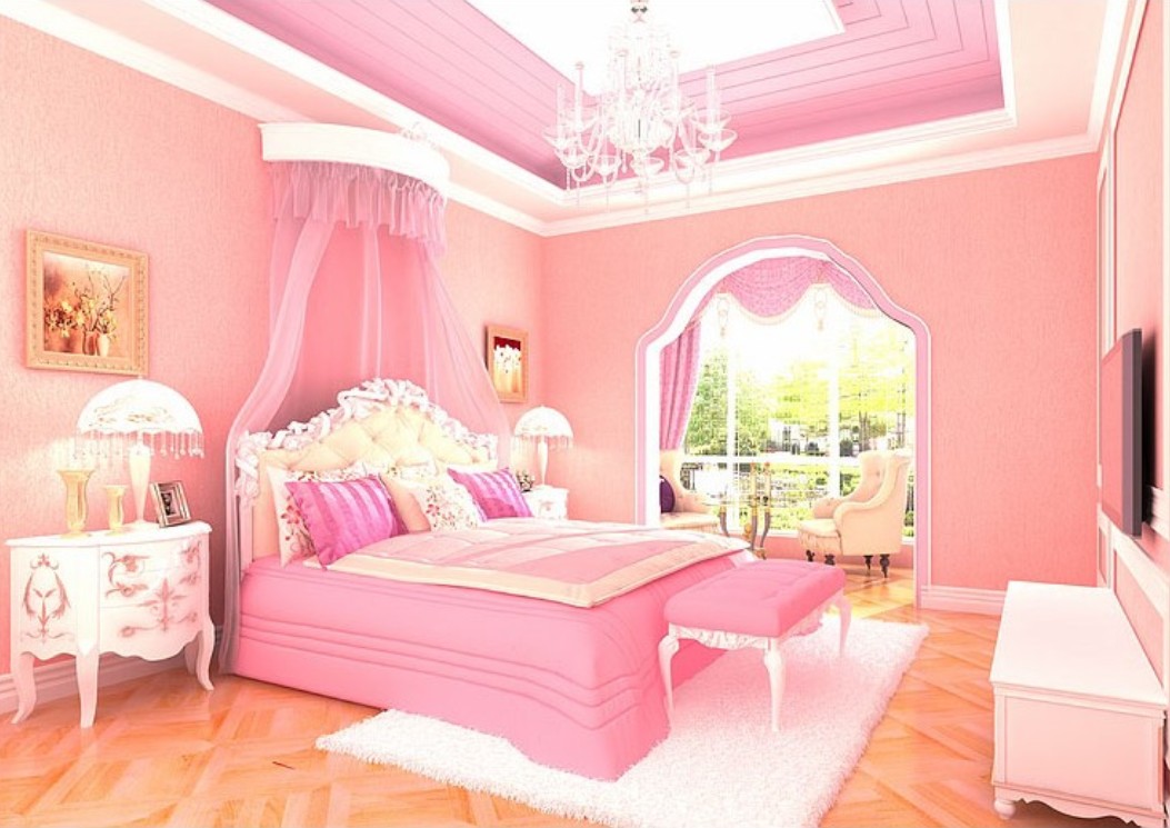Mẫu phòng ngủ bé gái màu hồng