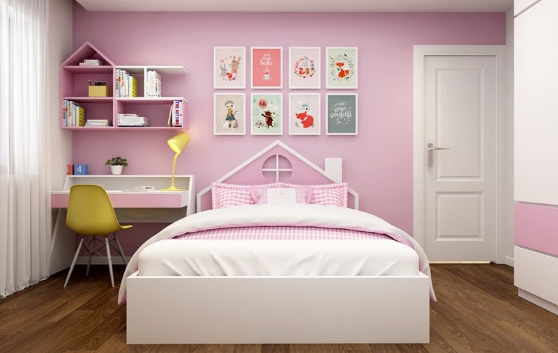 Mẫu phòng ngủ dễ thương màu hồng