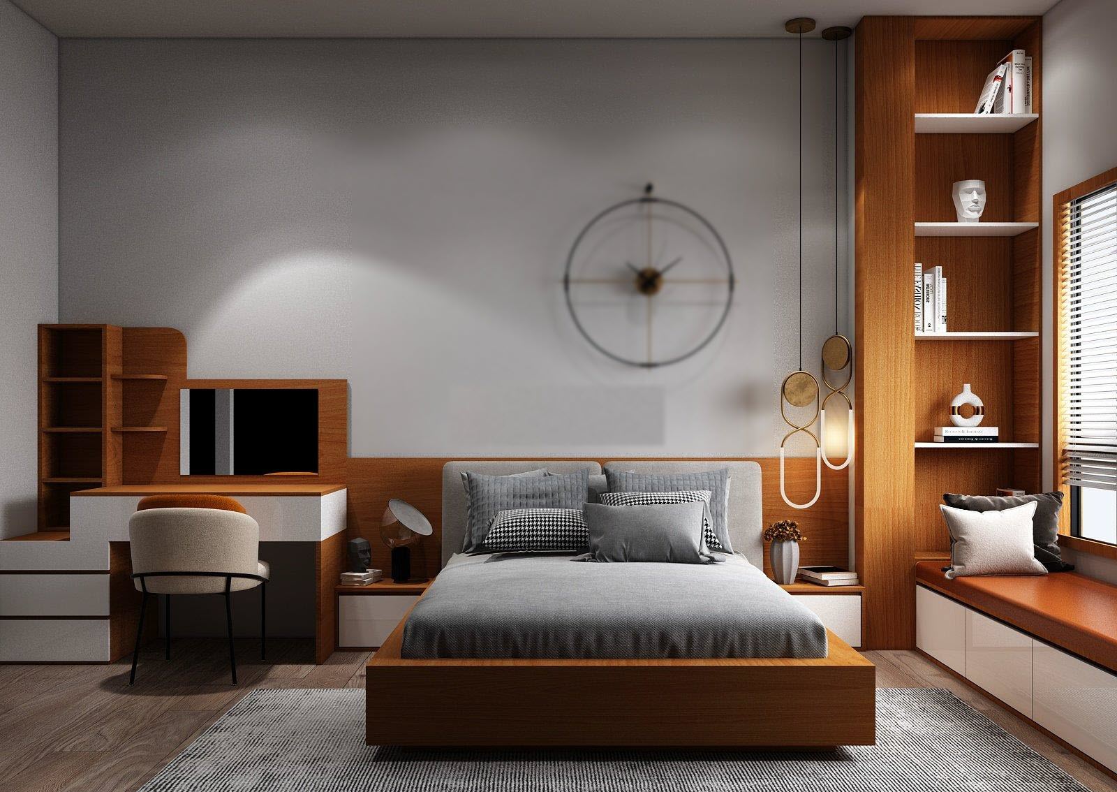 Mẫu phòng ngủ hiện đại cao cấp bằng gỗ