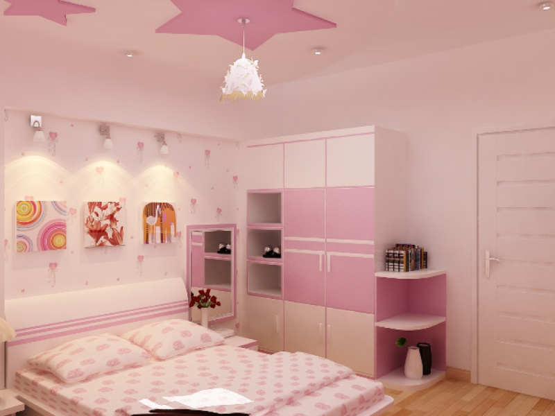 Mẫu phòng ngủ màu hồng cho bé