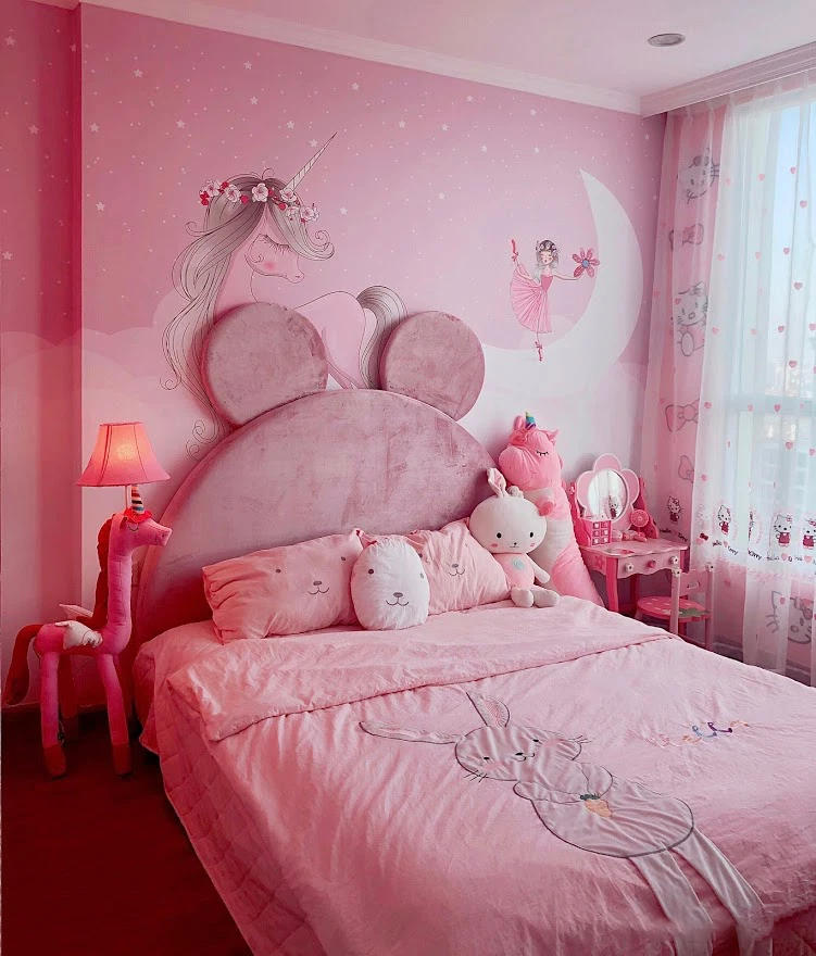 Mẫu phòng ngủ màu hồng đẹp cho bé