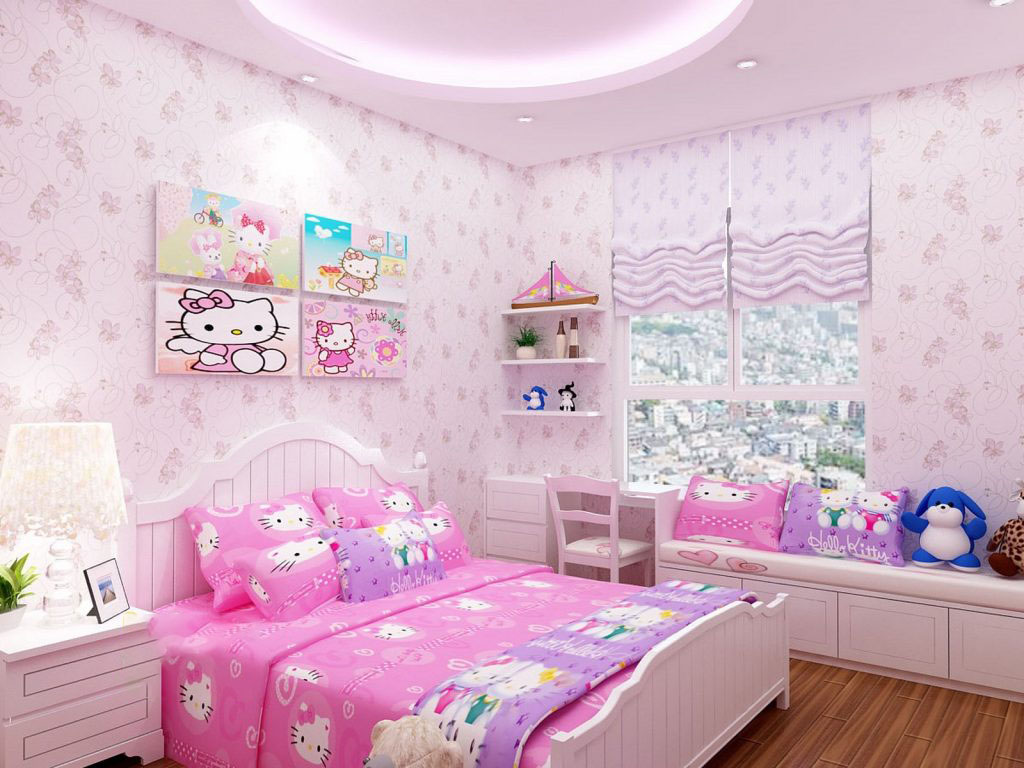 Mẫu phòng ngủ màu hồng tiện nghi