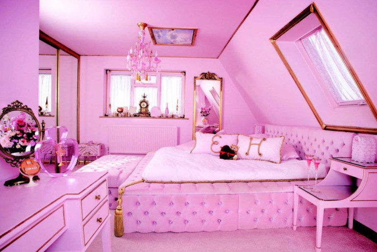 Mẫu phòng ngủ màu tím hồng