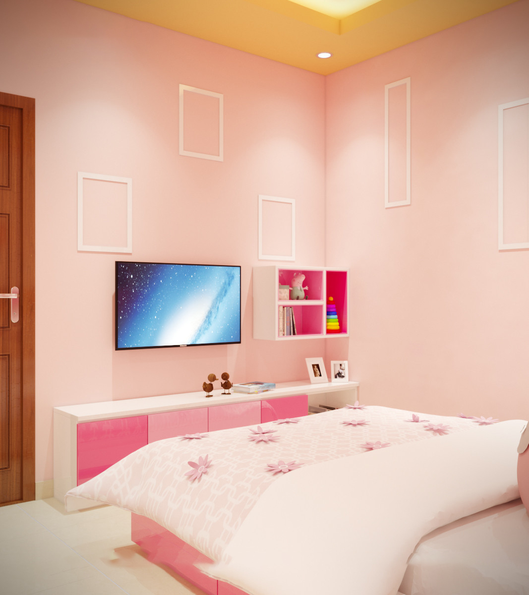 Mẫu phòng ngủ trang trí màu hồng đẹp
