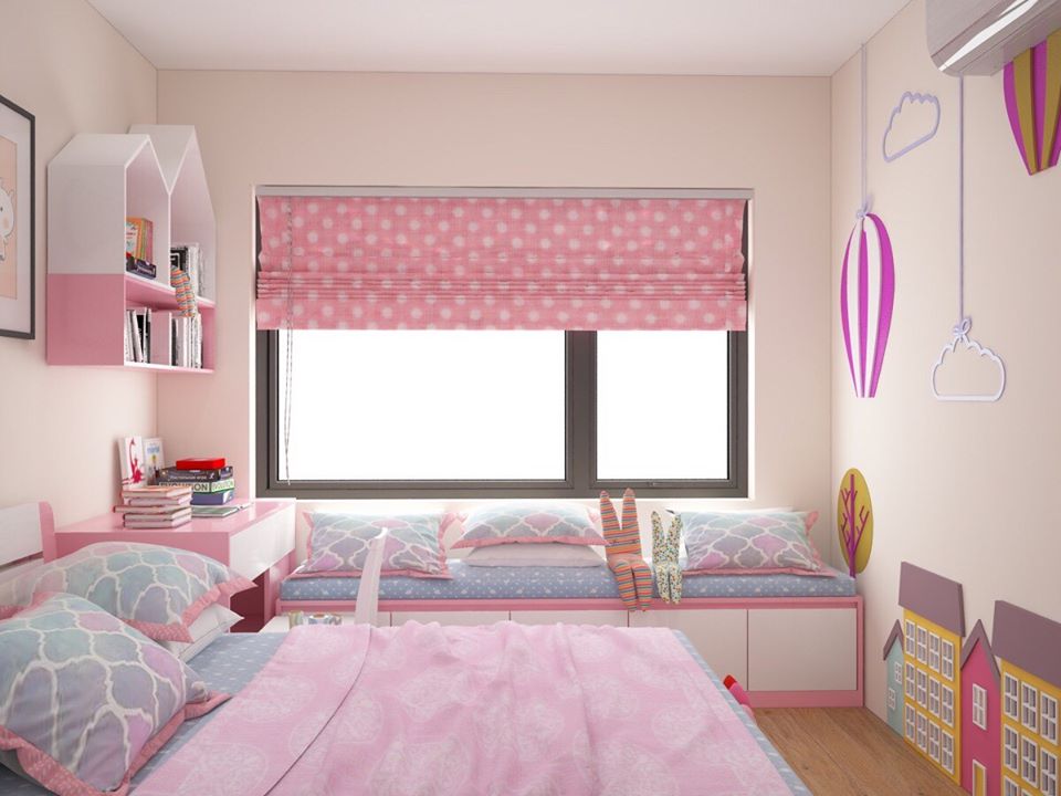 Mẫu trang trí phòng ngủ bé gái màu hồng 