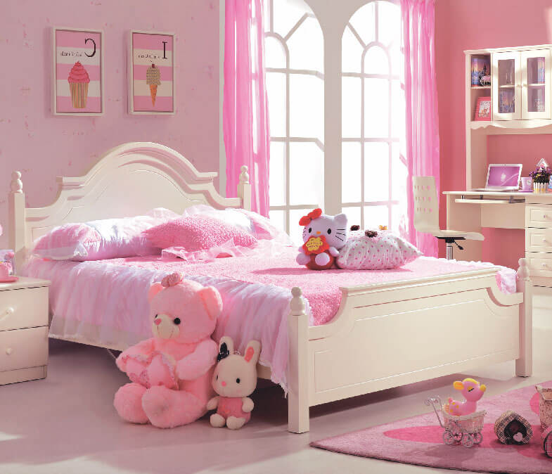 Mẫu trang trí phòng ngủ con gái màu hồng