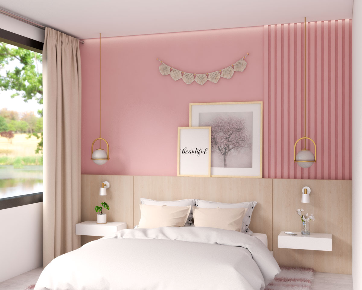Mẫu trang trí phòng ngủ màu hồng đẹp