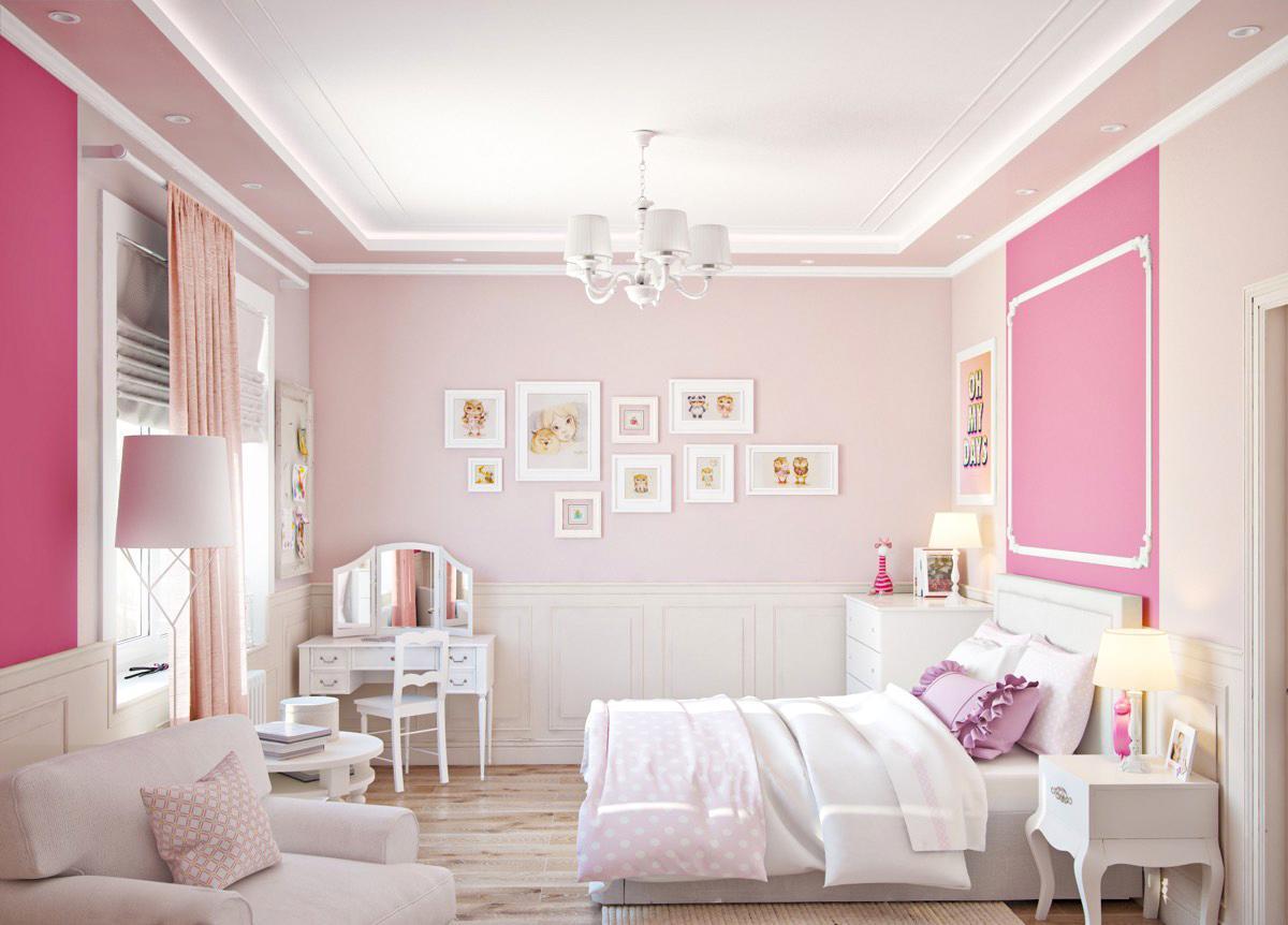 Mẫu trang trí phòng ngủ màu hồng nhạt