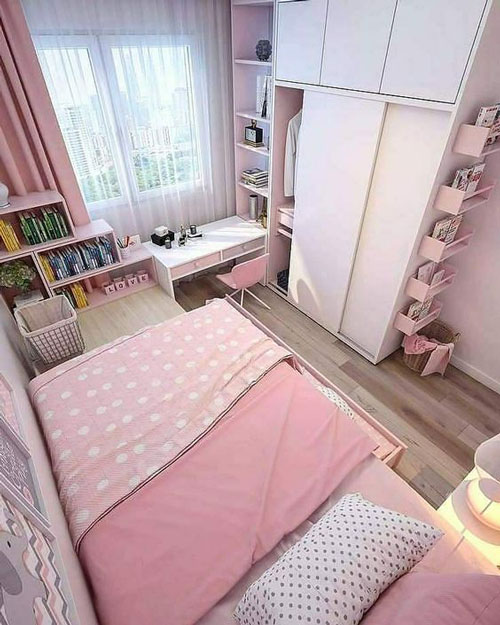 Mẫu trang trí phòng ngủ màu hồng nữ tính