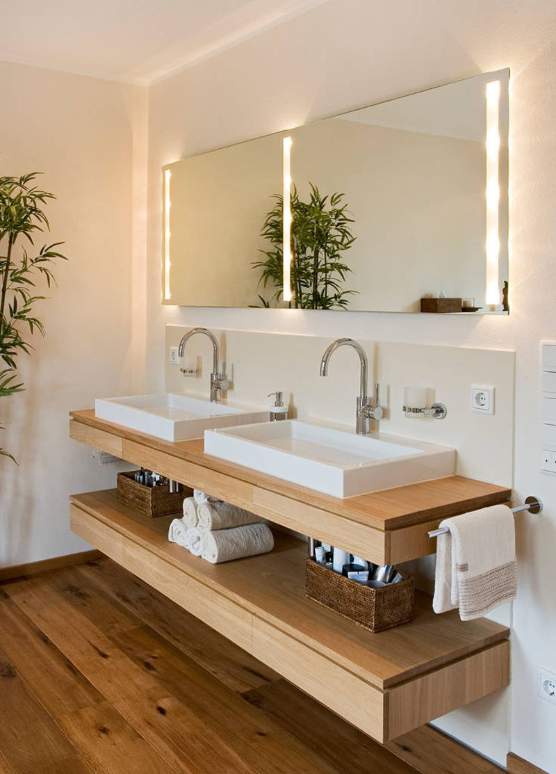 Tủ lavabo gỗ thông đơn giản