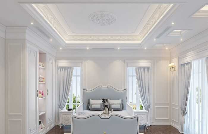 Mẫu trần thạch cao đơn giản cho phòng ngủ