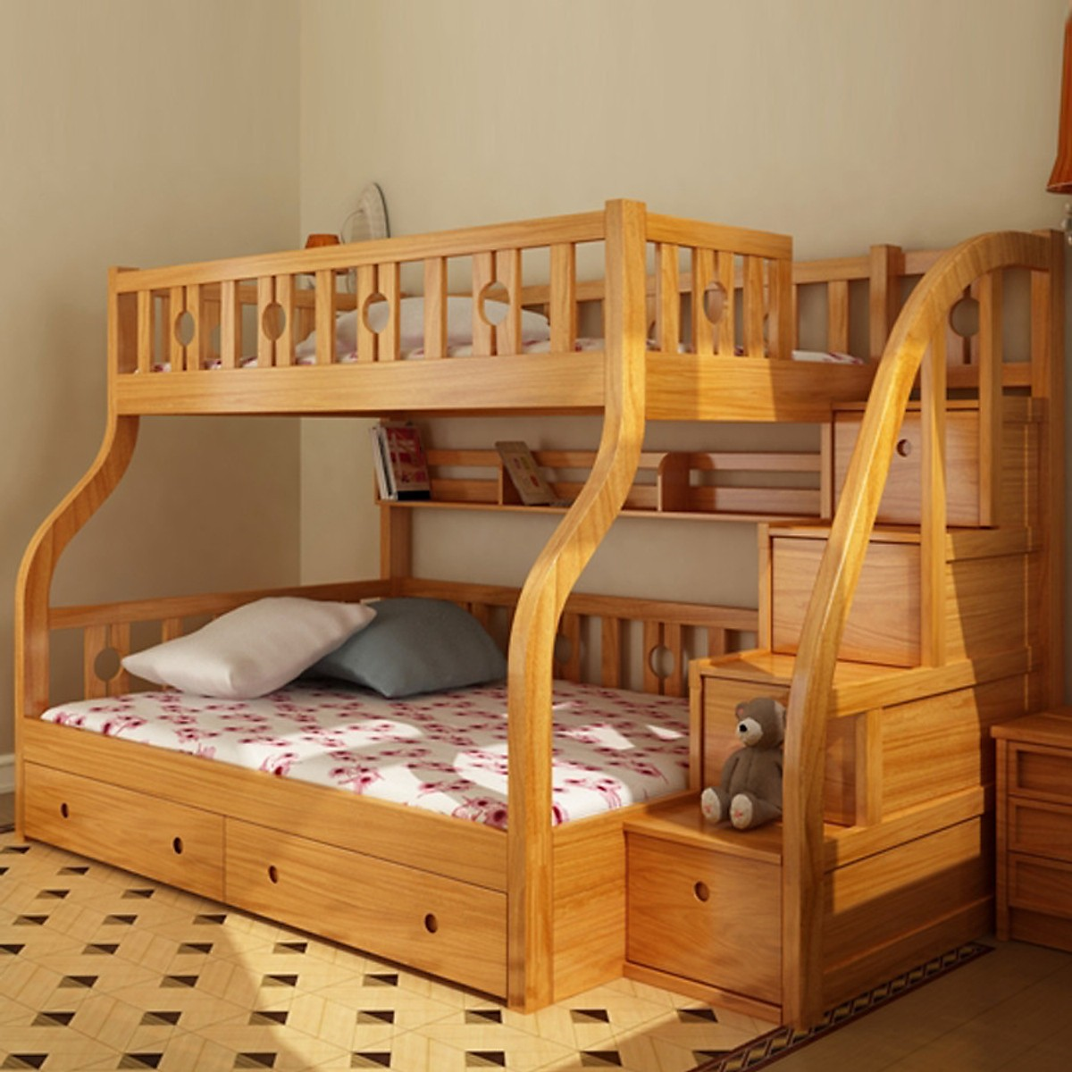 Mẫu giường tầng gỗ cao cấp hiện đại