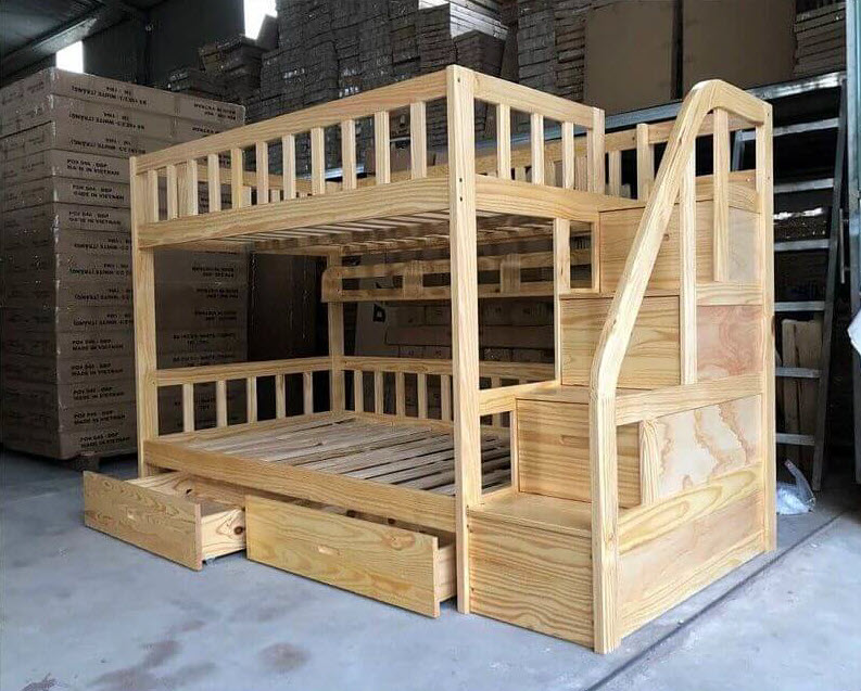 Mẫu giường tầng gỗ sồi đơn giản