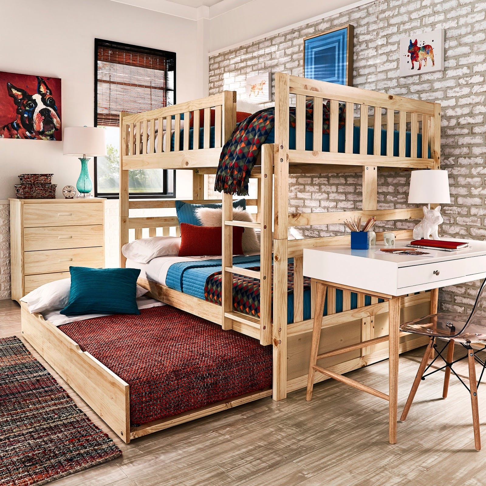 Mẫu giường tầng gỗ sồi hiện đại