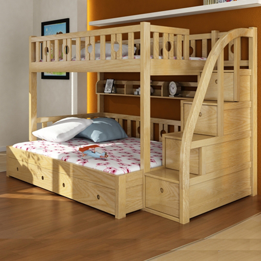 Mẫu giường tầng gỗ sồi Nga đẹp