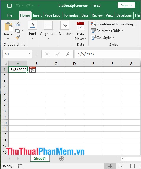 Bạn sẽ thấy ngày tháng được chèn nhanh chóng theo định dạng của Excel