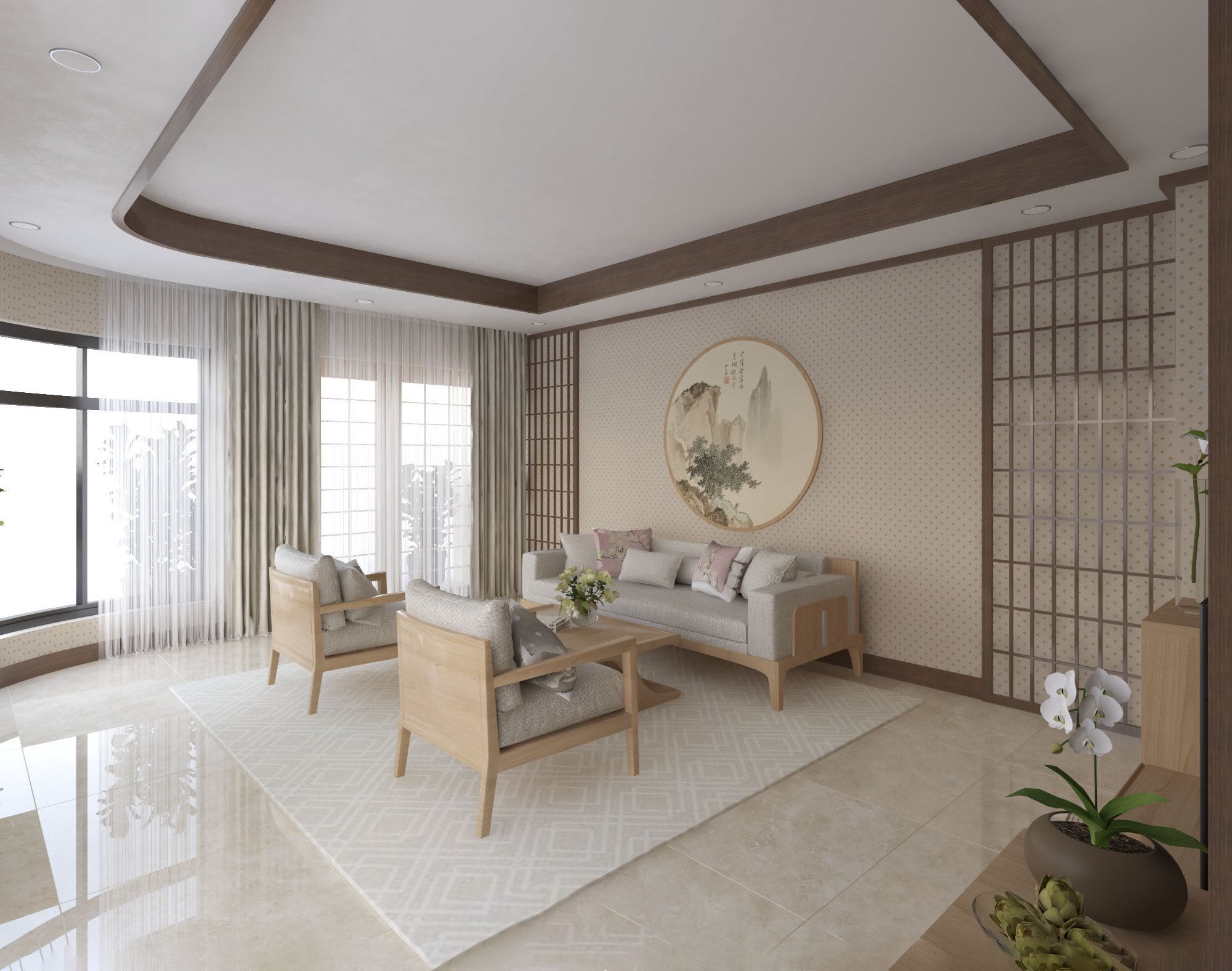 Mẫu nội thất phòng khách kiểu Nhật