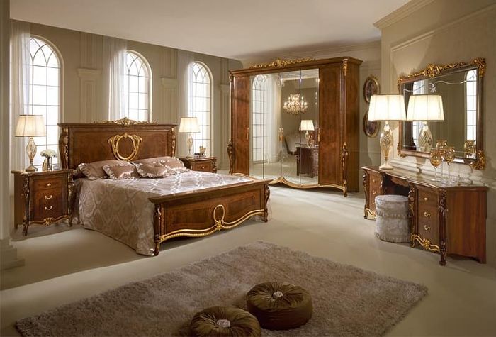 Mẫu nội thất phòng ngủ tân cổ điển bằng gỗ