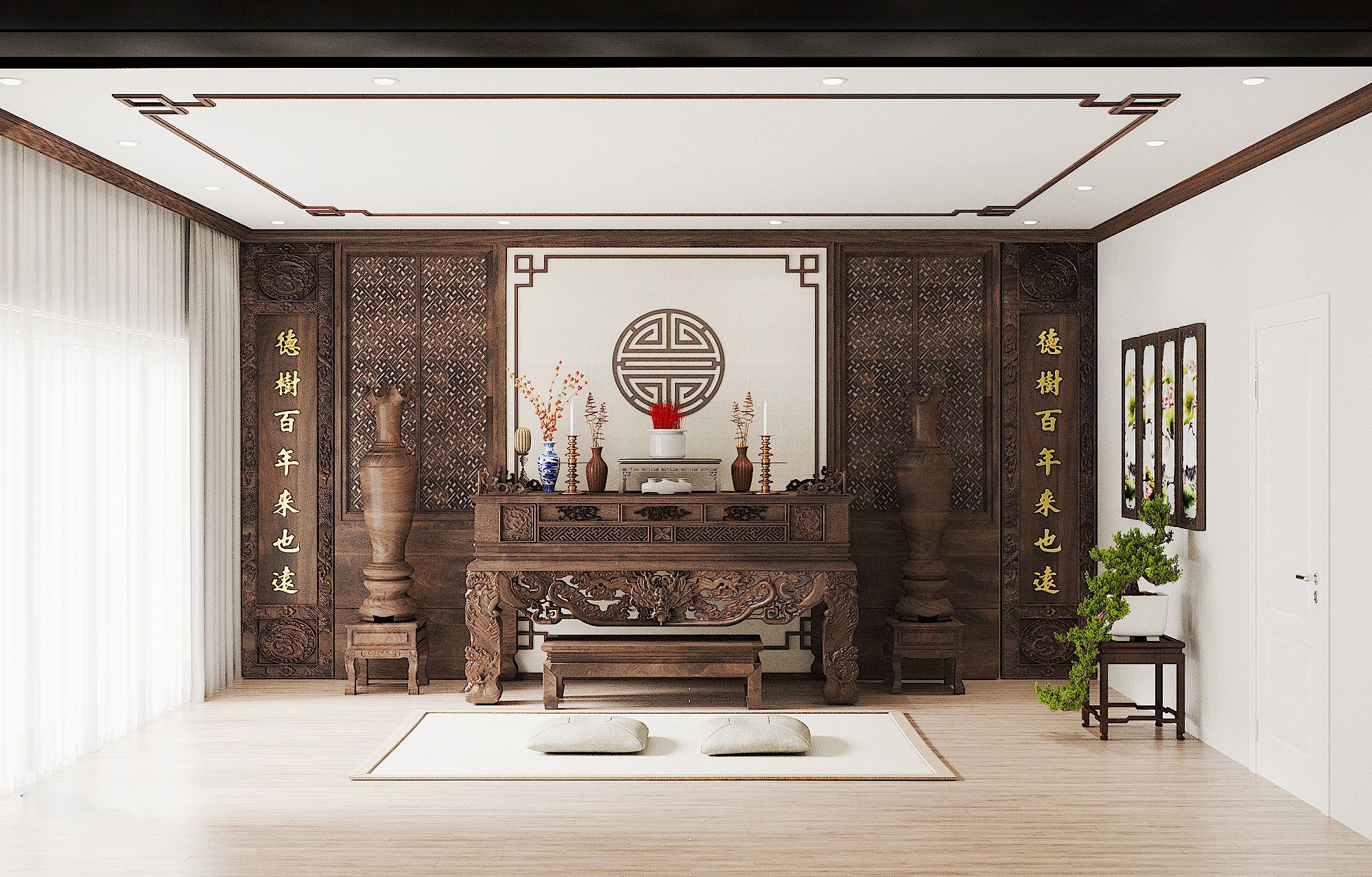 Mẫu nội thất phòng thờ phong cách Nhật Bản