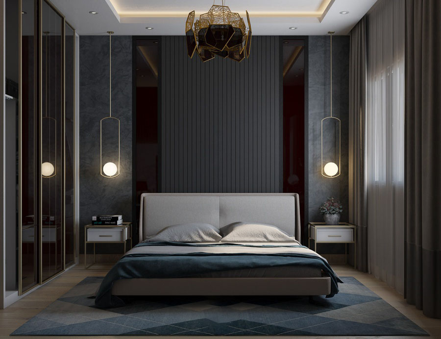 Mẫu phòng ngủ màu xám hiện đại