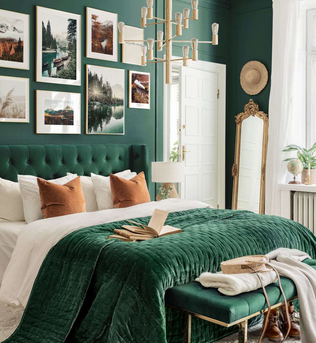 Mẫu phòng ngủ màu xanh tông trầm đẹp