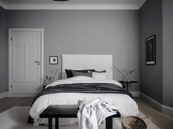 Mẫu thiết kế phòng ngủ màu xám xi măng