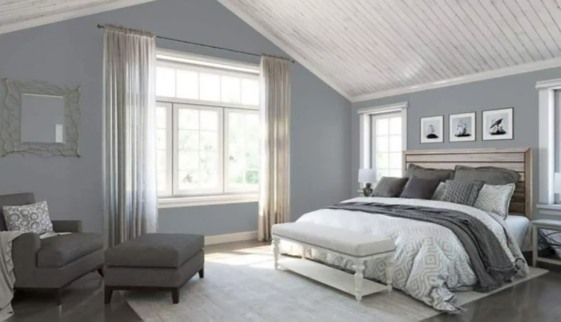 Mẫu thiết kế phòng ngủ sơn màu xám