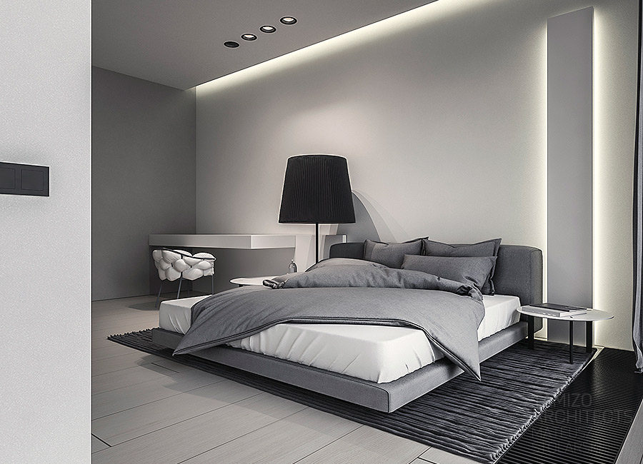 Mẫu thiết kế phòng ngủ tông màu xám ghi