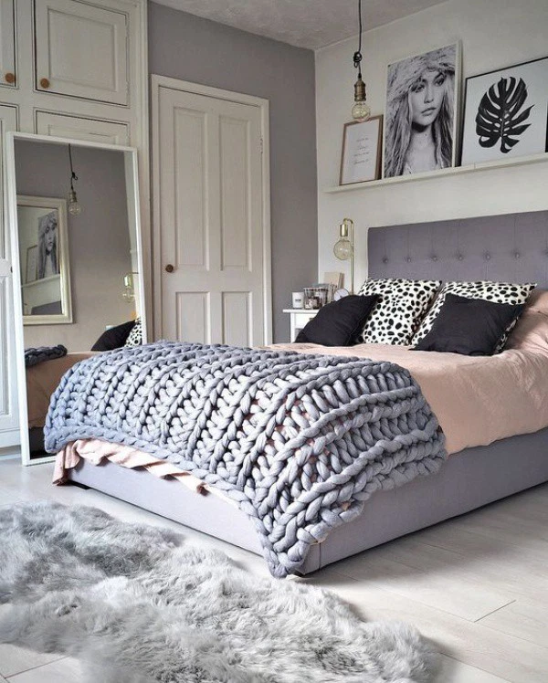 Mẫu thiết kế phòng ngủ với tông màu xám
