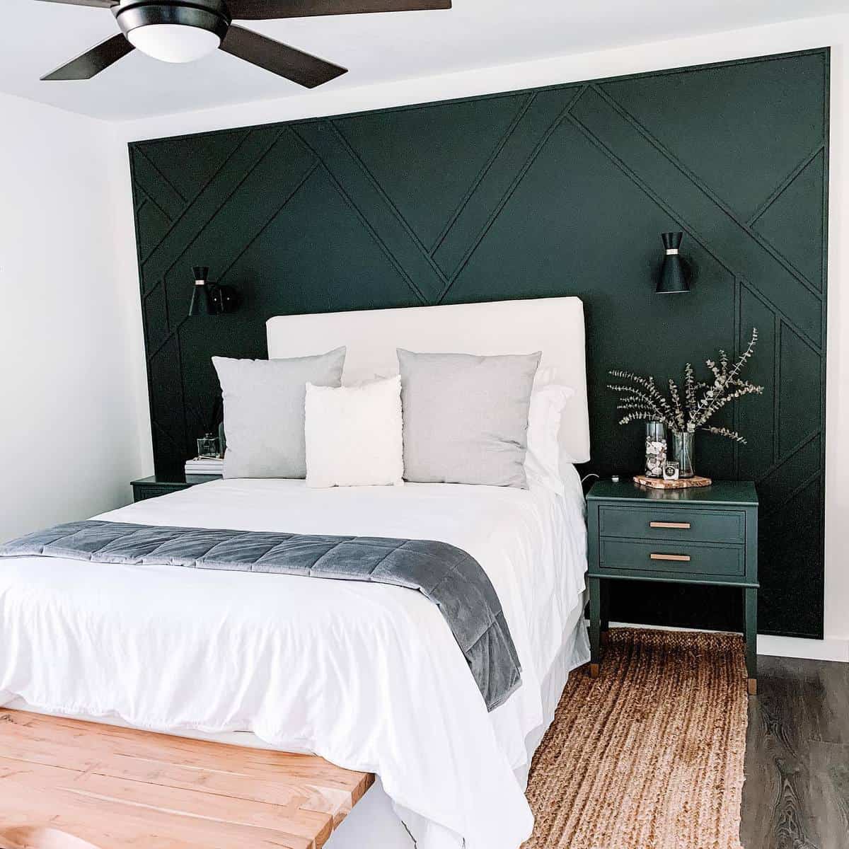 Mẫu thiết kế phòng ngủ xanh đậm cực đẹp