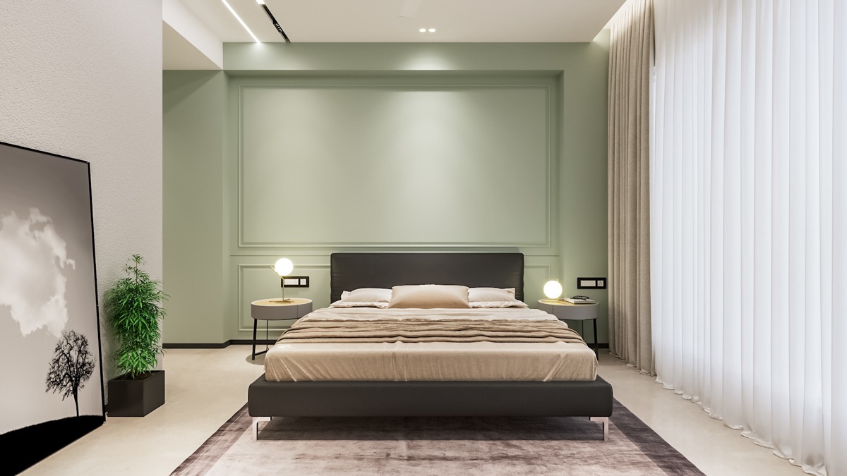 Mẫu thiết kế phòng ngủ xanh lá cây đẹp