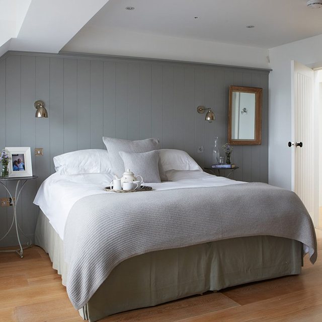 Mẫu trang trí phòng ngủ đơn giản màu xám