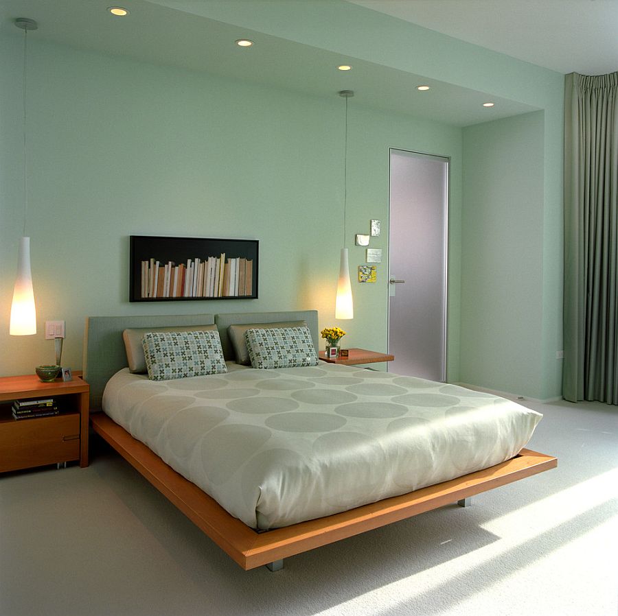 Thiết kế nội thất phòng ngủ xanh lá đẹp