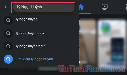 Nhập tên người dùng mà bạn muốn tìm