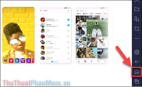 Bấm biểu tượng Home ở góc dưới bên phải để quay trở lại màn hình chính của BlueStacks