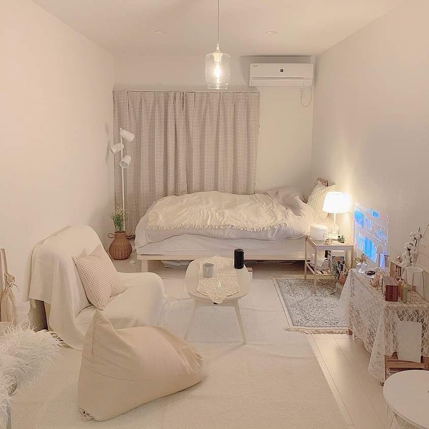 Mẫu Decor phòng ngủ Hàn Quốc màu trắng đẹp