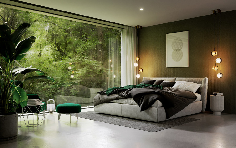 Mẫu phòng ngủ Master phong cách rừng xanh