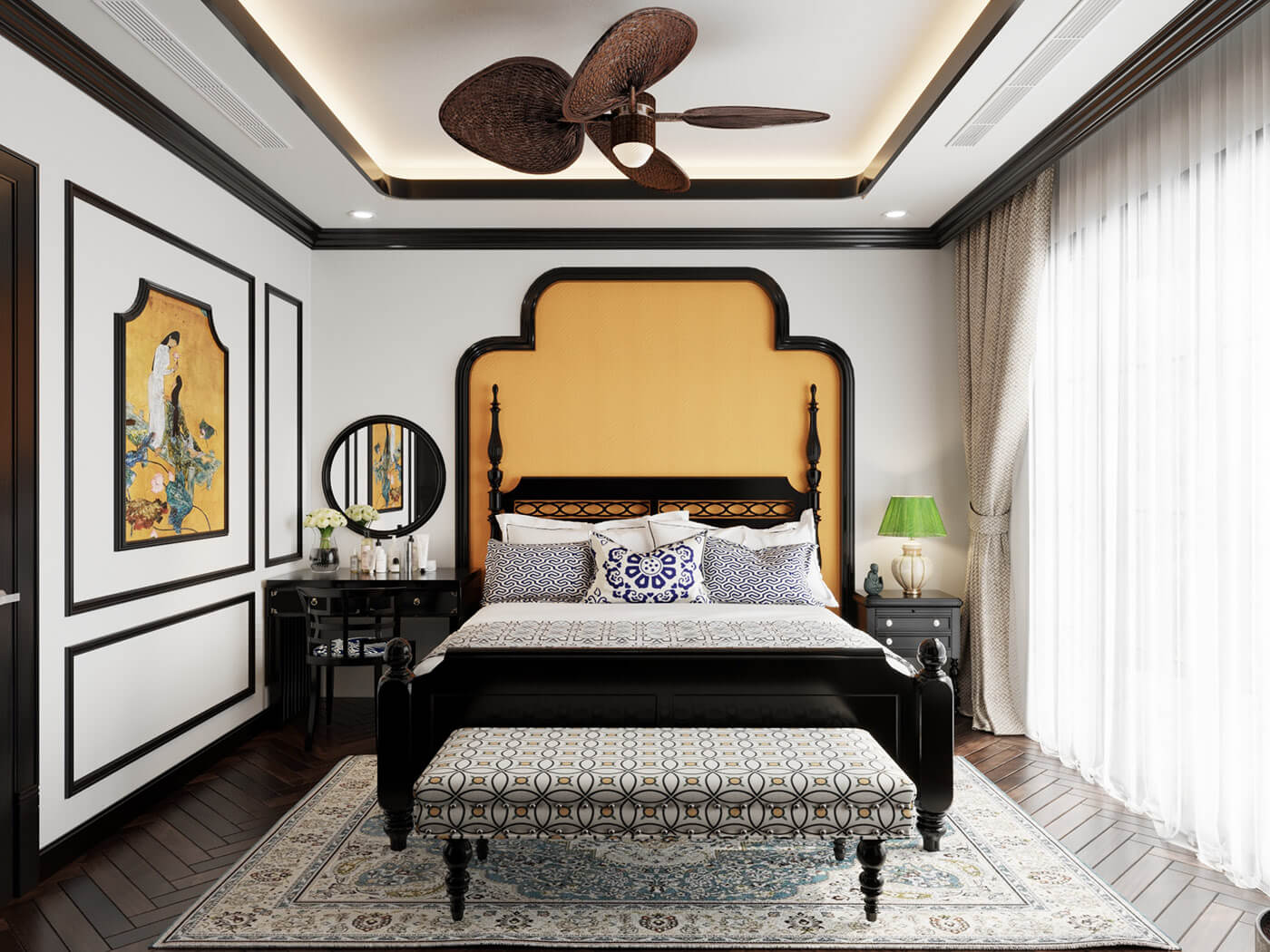 Mẫu thiết kế phòng ngủ Indochine Pháp