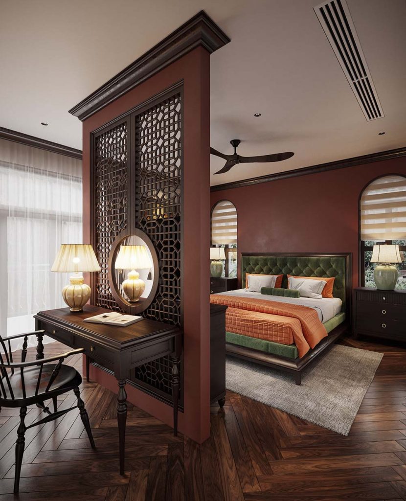 Thiết kế phòng ngủ phong cách Đông Dương