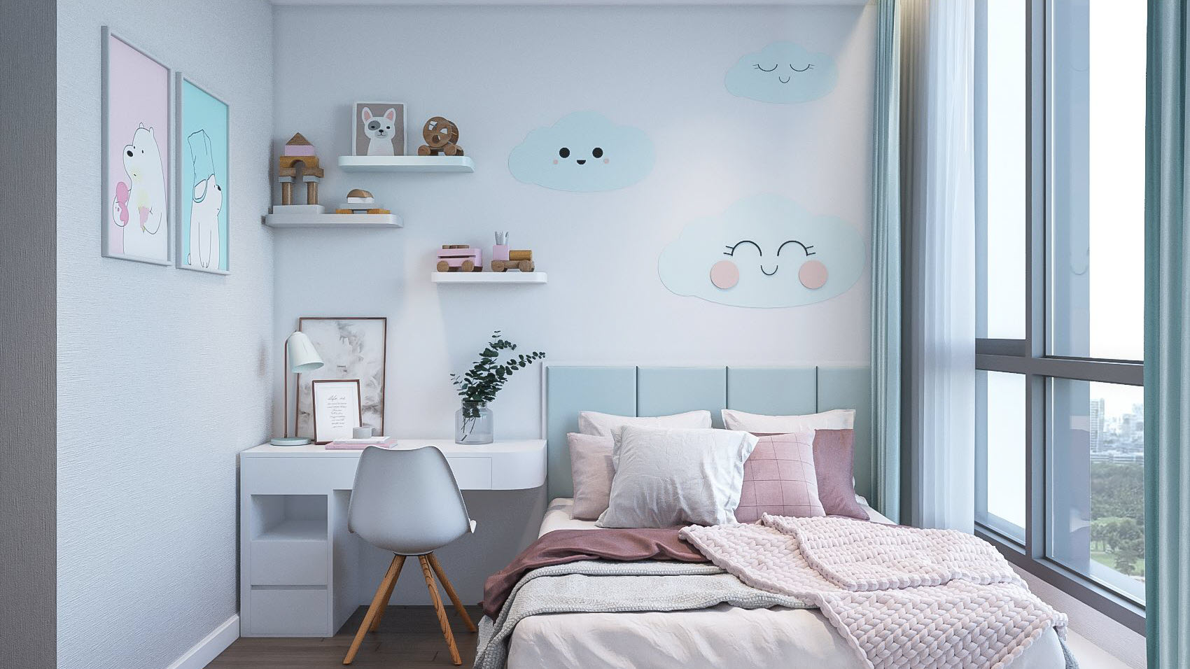 Mẫu thiết kế phòng ngủ bé gái dễ thương