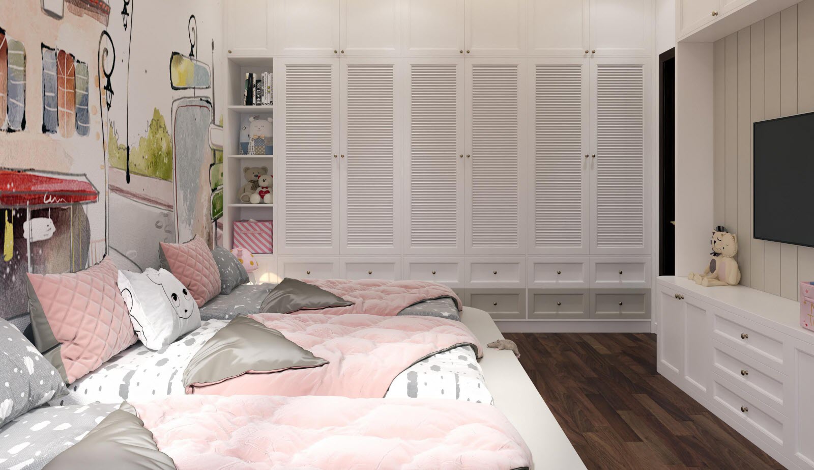 Mẫu thiết kế phòng ngủ dễ thương cho bé gái