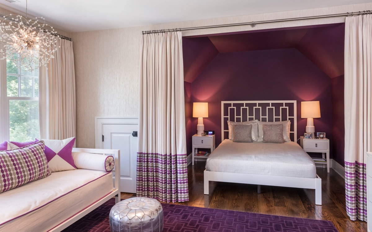 Mẫu thiết kế phòng ngủ màu tím ấm cúng đẹp