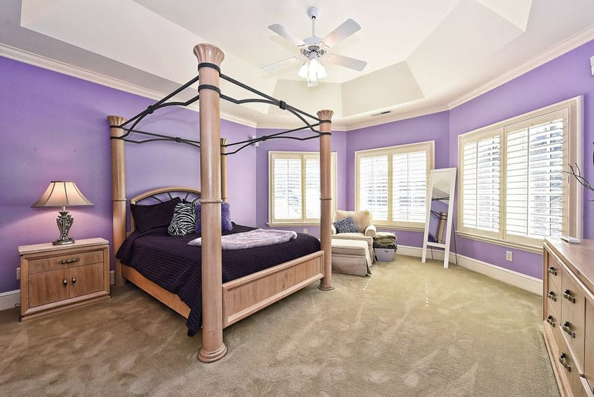 Mẫu thiết kế phòng ngủ màu tím cho bạn gái
