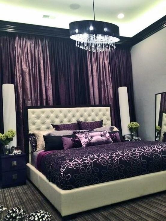 Mẫu thiết kế phòng ngủ màu tím cho gia đình