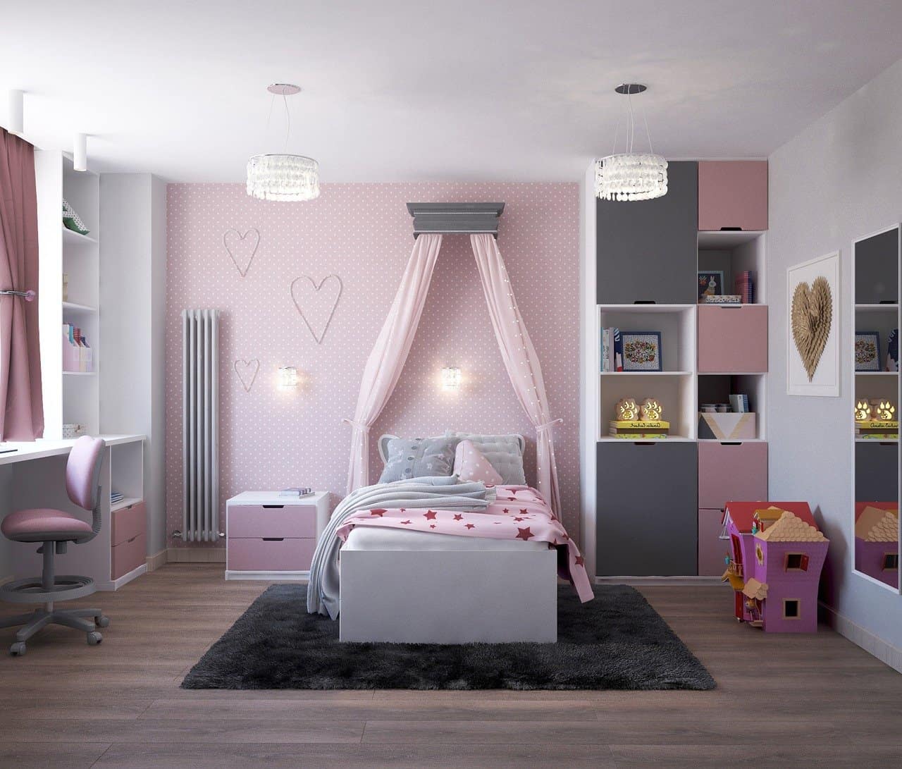 Mẫu thiết kế phòng ngủ màu tím dễ thương đẹp