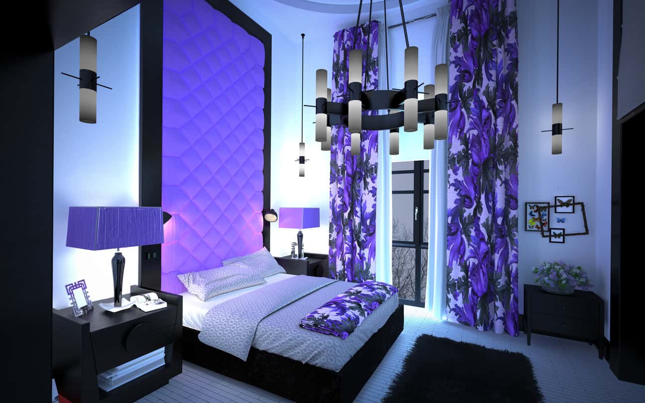 Mẫu thiết kế phòng ngủ màu tím hiện đại đẹp